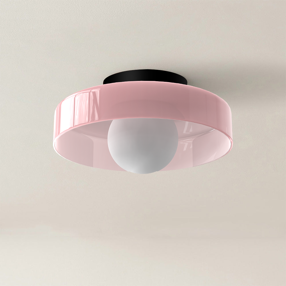 Lampada da soffitto moderna con struttura rotonda in vetro