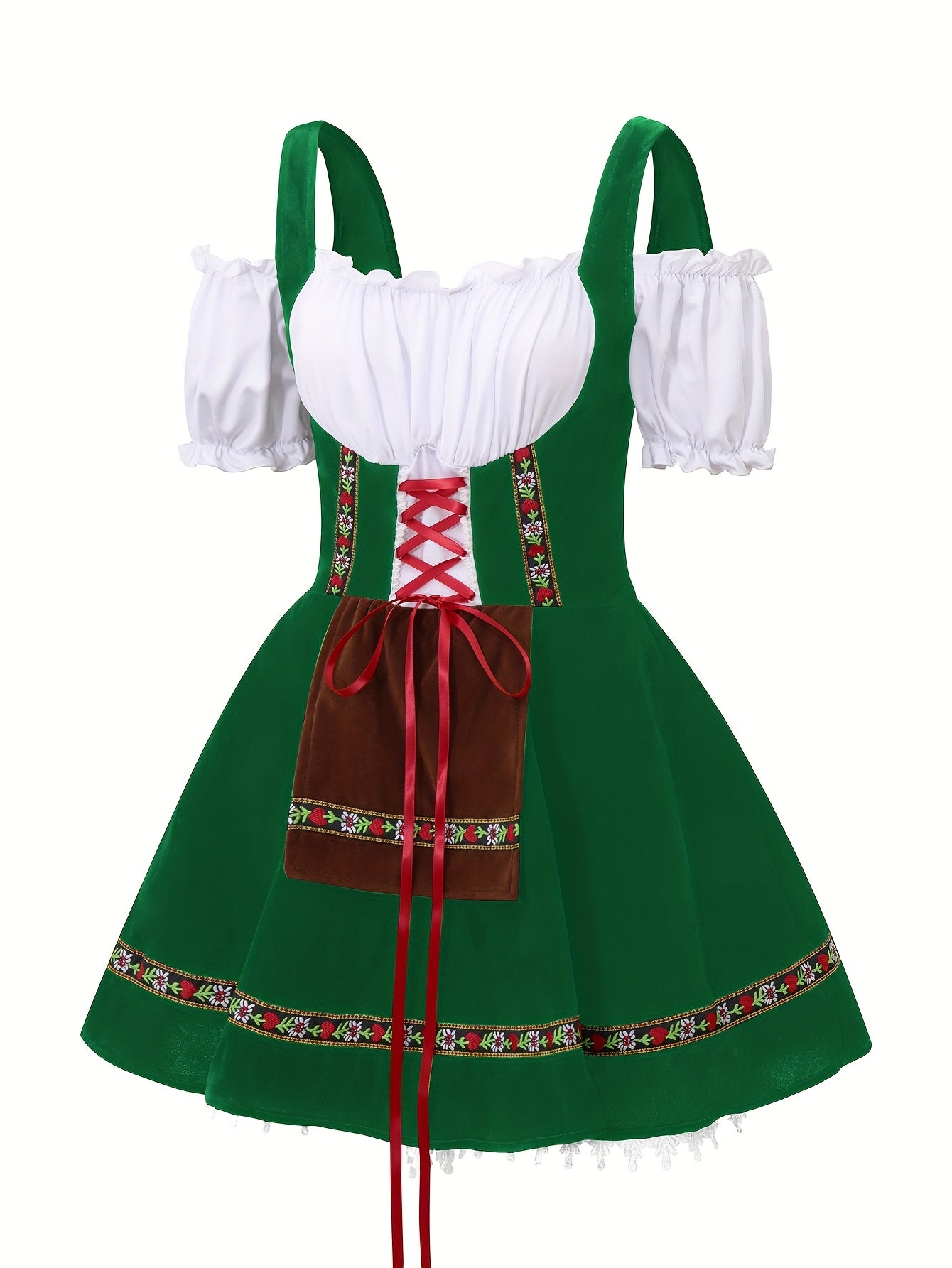 Sukienka damska plus size bawarski kostium na Halloween | Mini z bufkami