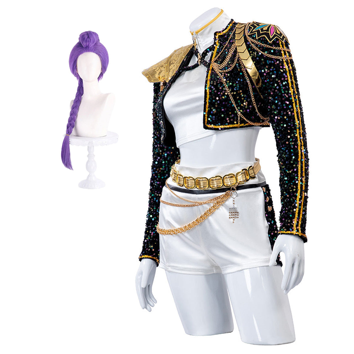 Disfraz de Halloween para niñas con lentejuelas | Chaqueta corta y pantalones cortos