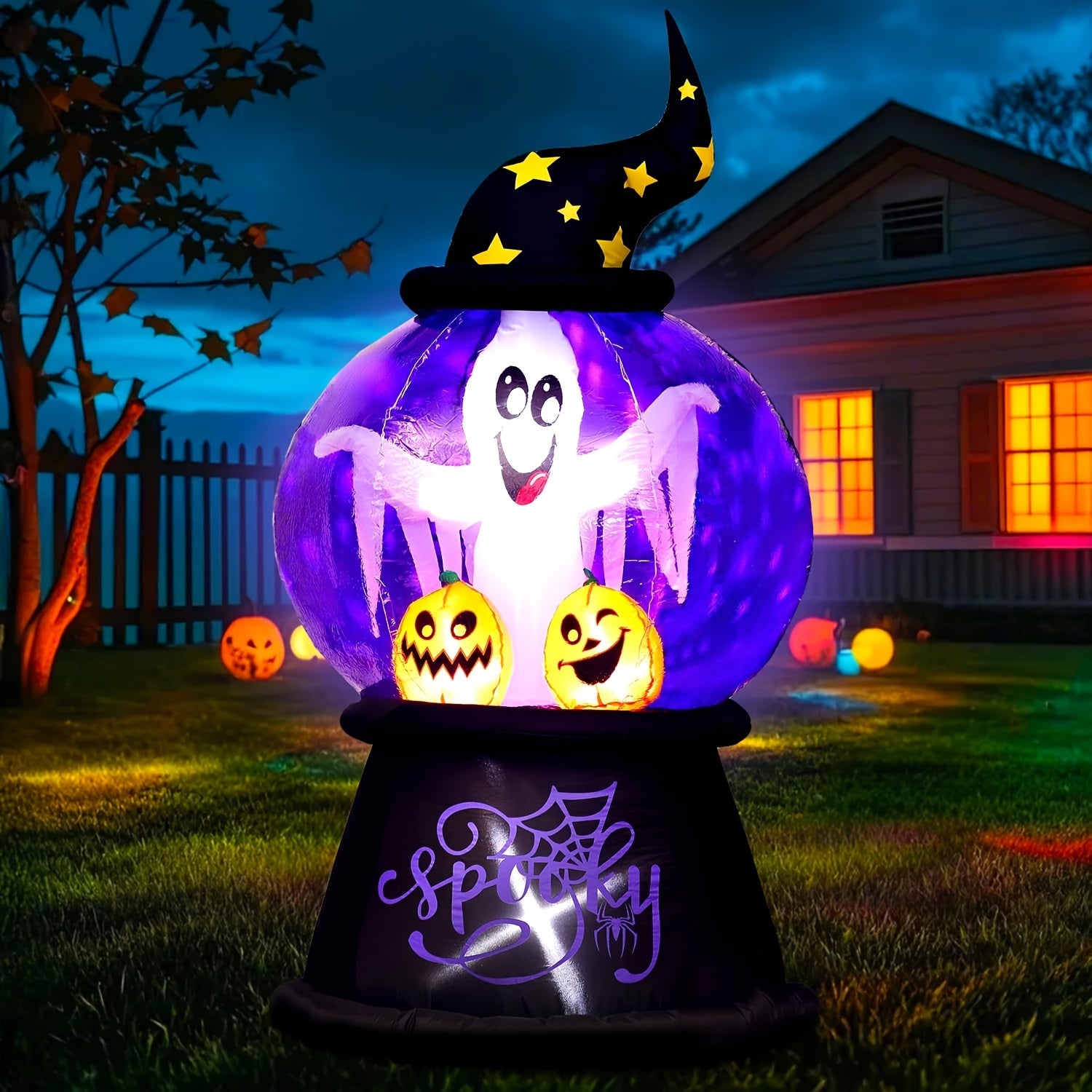 Halloween Leuchtender Aufblasbarer Globus Dekoration | Gruselige Geist LED Anzeige