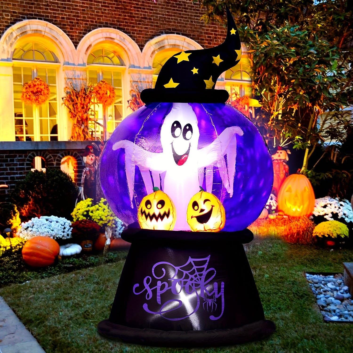 Halloween Leuchtender Aufblasbarer Globus Dekoration | Gruselige Geist LED Anzeige