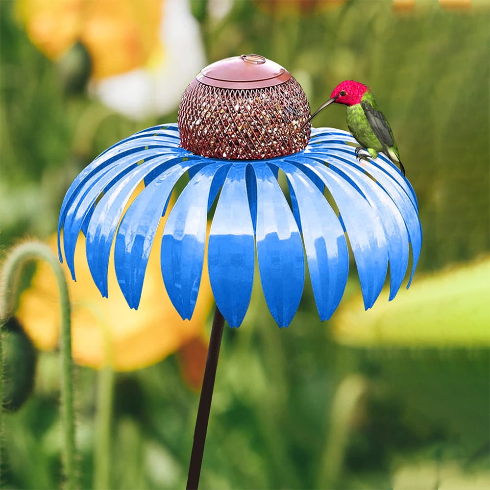 Mangeoire à oiseaux en métal, pique de jardin en forme de fleur