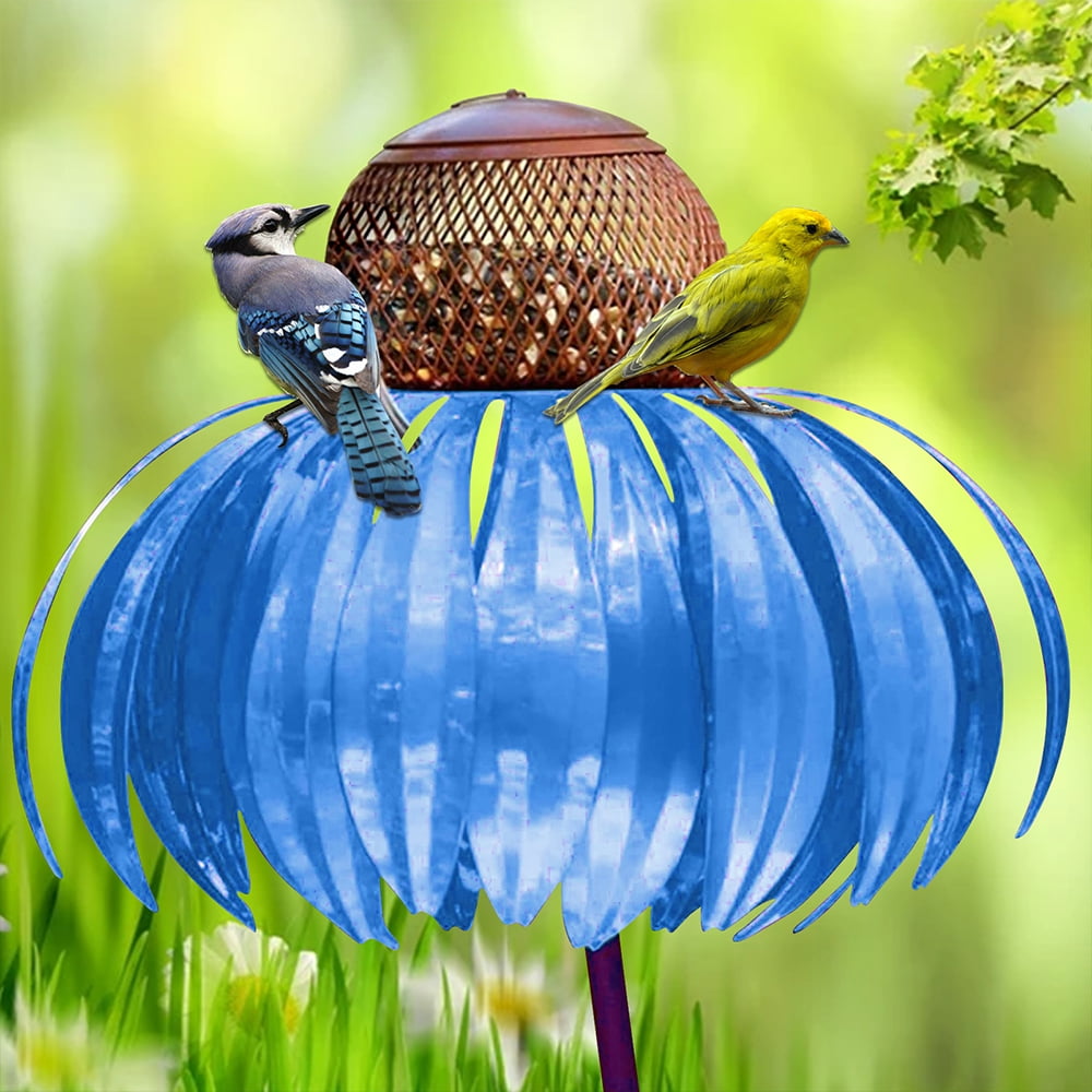 Mangeoire à oiseaux en métal, pique de jardin en forme de fleur