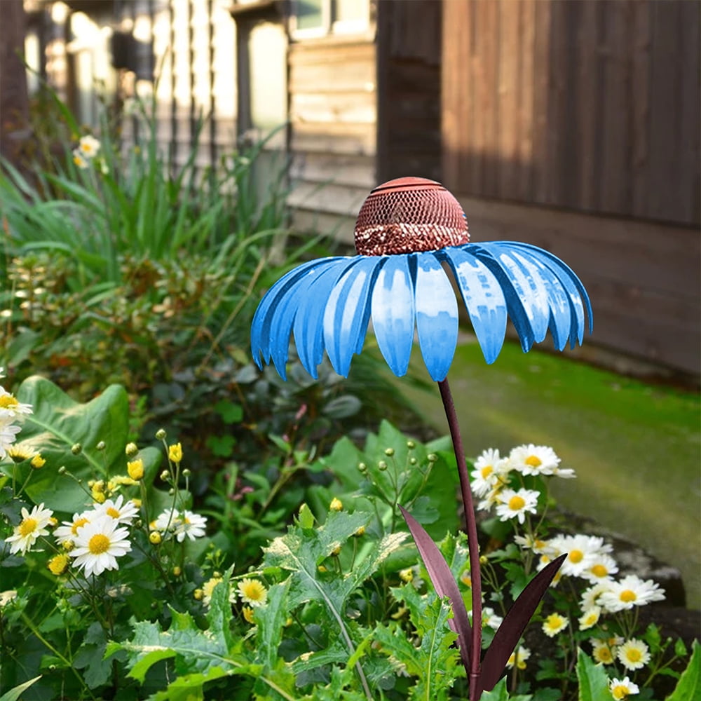 Mangeoire à oiseaux en métal, pique de jardin en forme de fleur