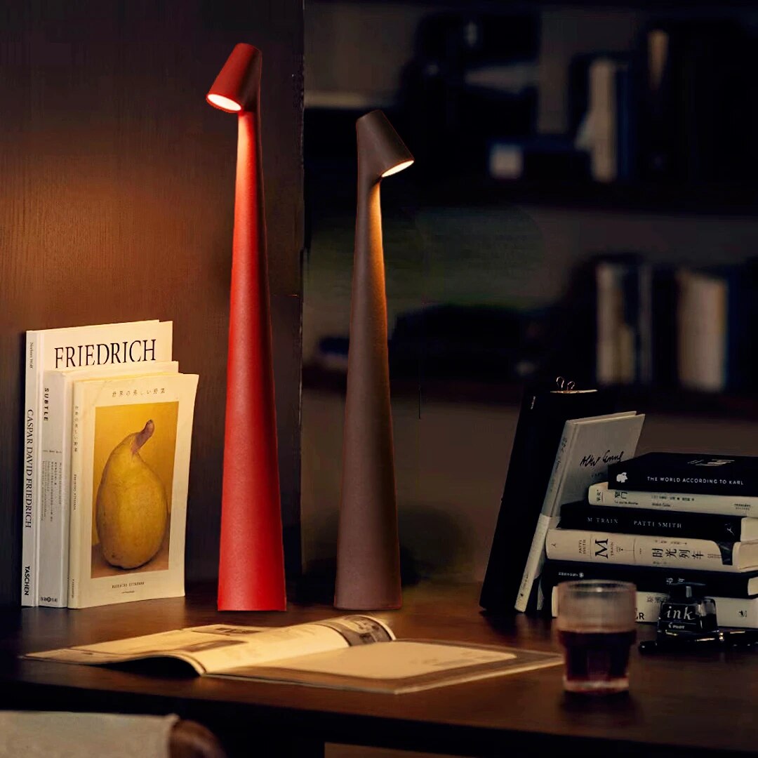 Table Lamp Modern Red Metal LED Light