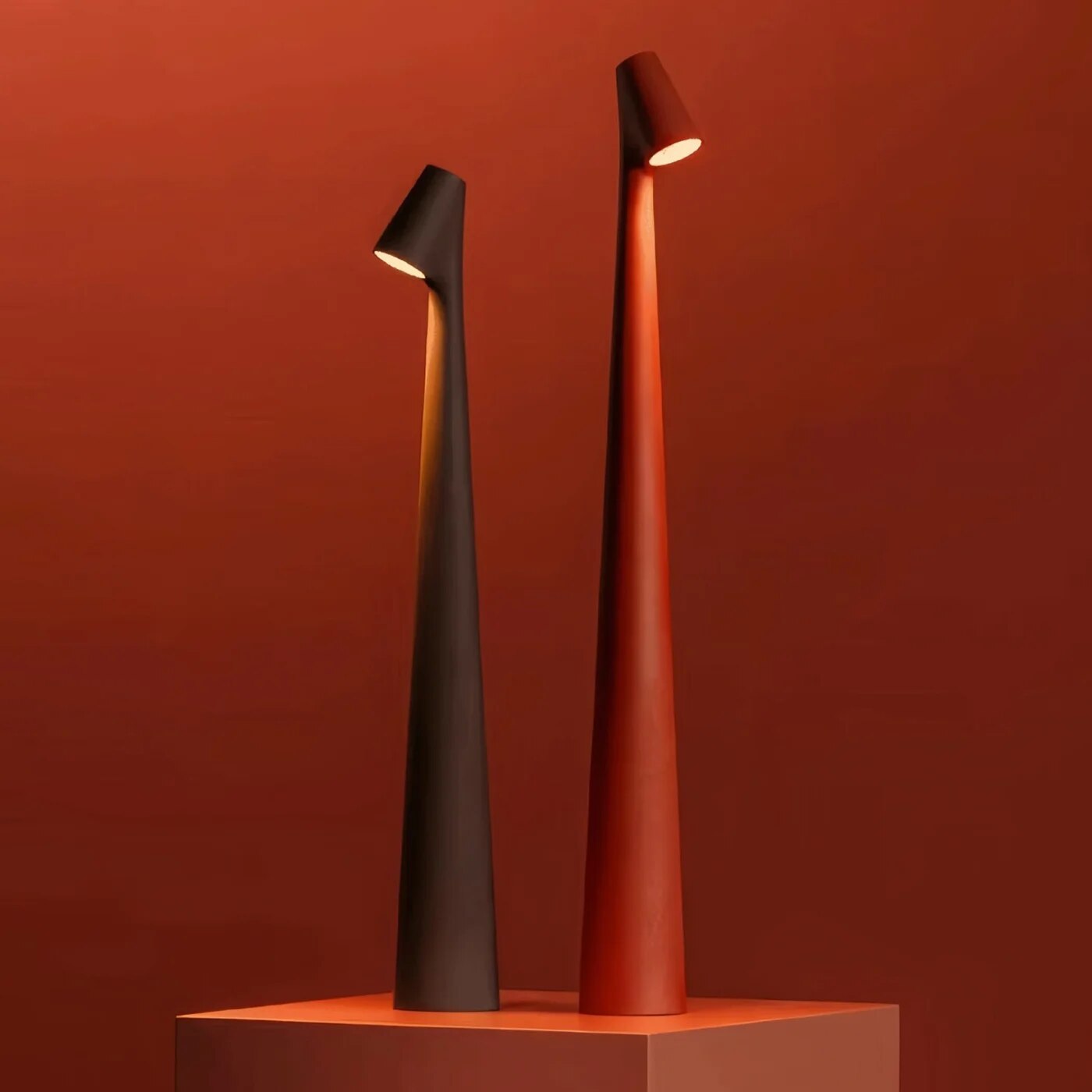 Table Lamp Modern Red Metal LED Light