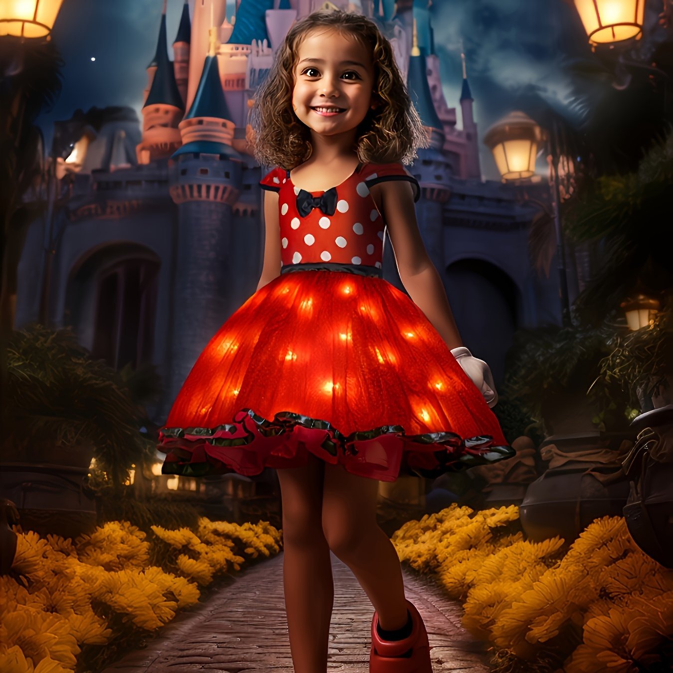 Mädchen Leuchtendes Halloween-Mauskostüm Kleid | Mini