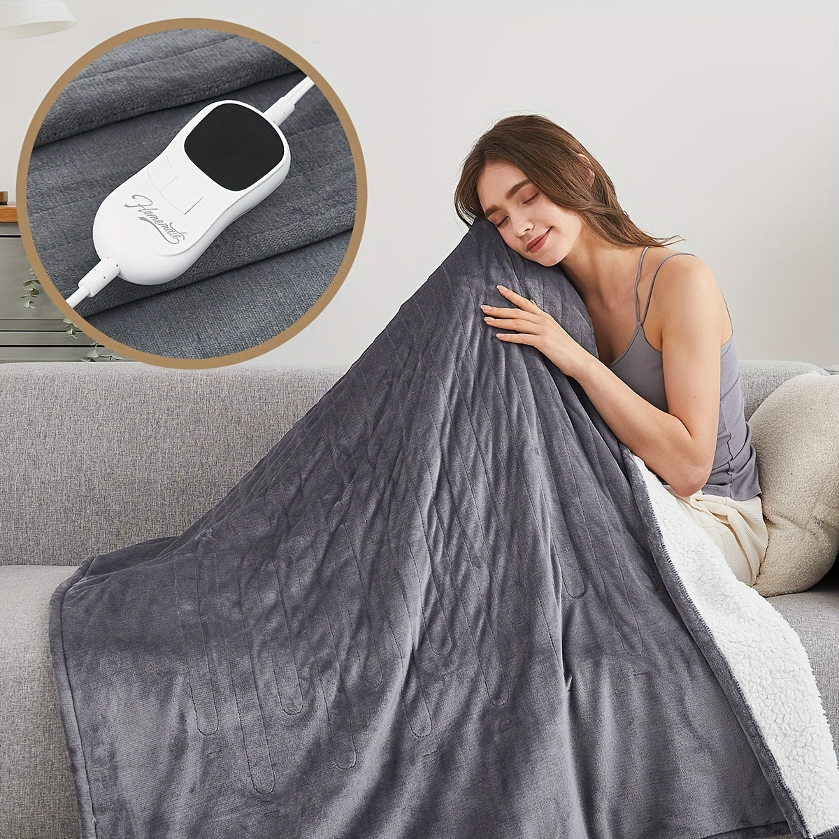 Manta eléctrica de algodón calentada lavable con apagado automático