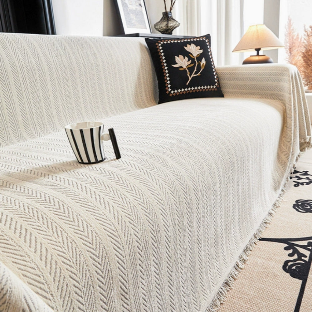 Housse de canapé en chenille à chevrons moderne