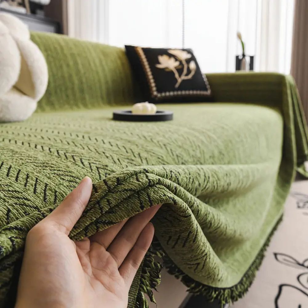 Housse de canapé en chenille à chevrons moderne