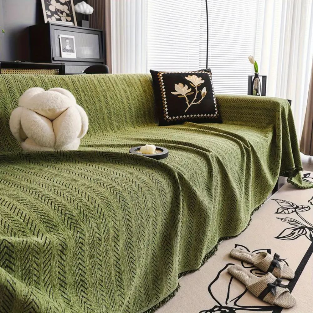 Housse de canapé en chenille à chevrons moderne