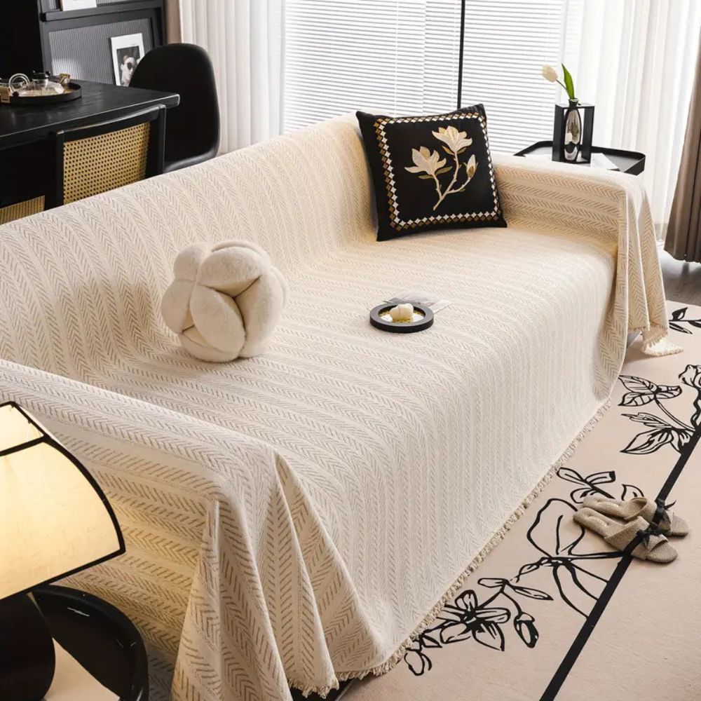 Housse de canapé en chenille à chevrons moderne