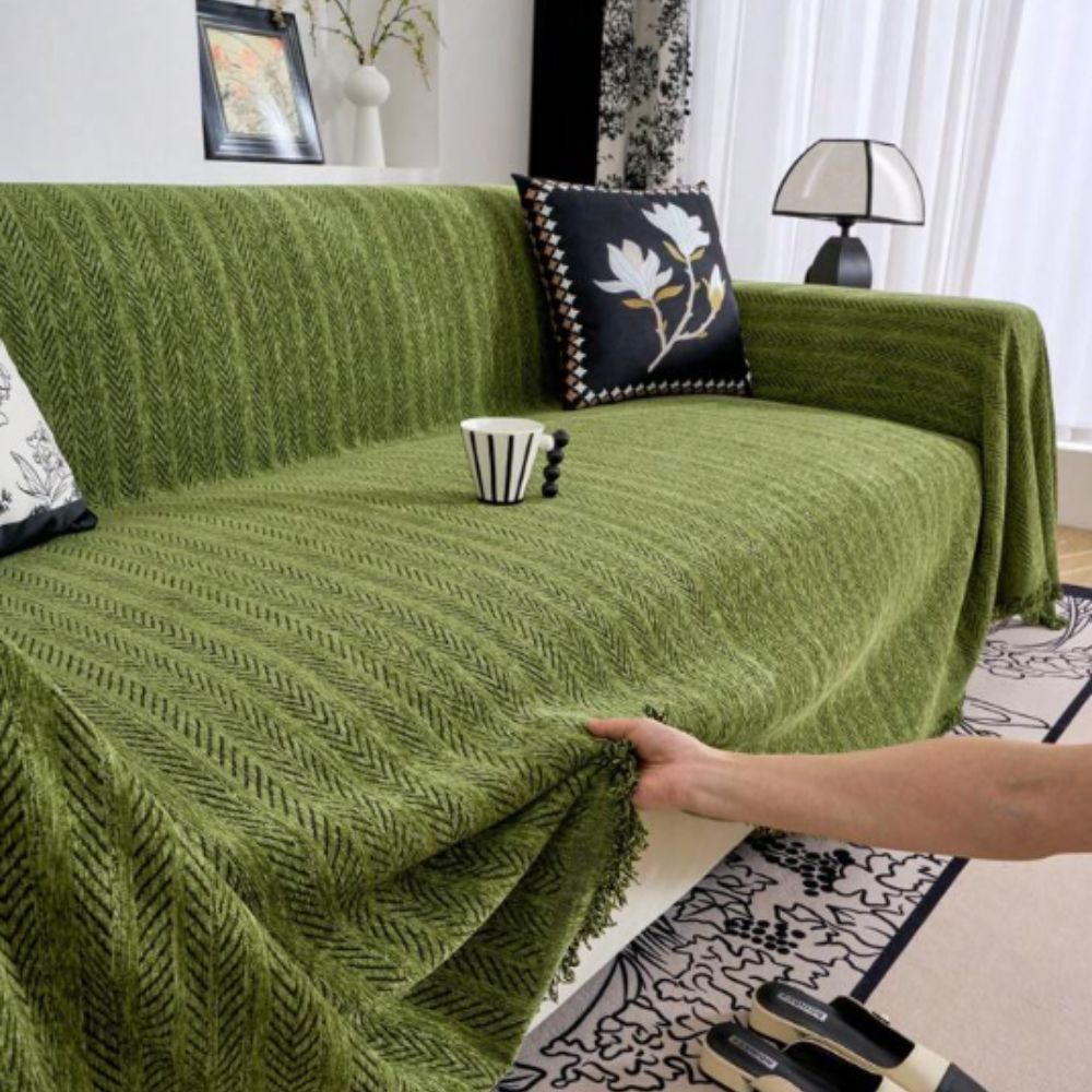 Housse de canapé en chenille à chevrons moderne
