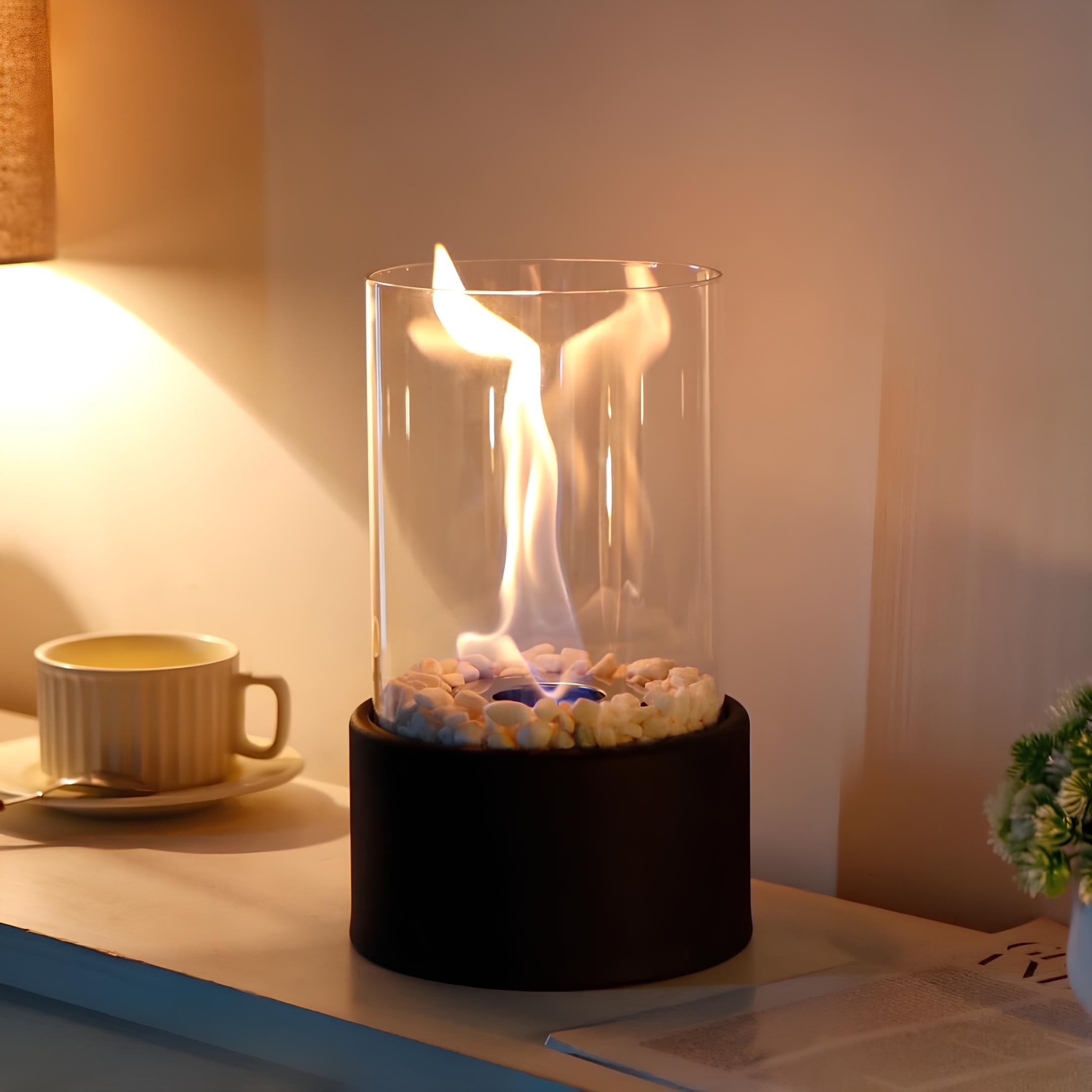 Lámpara de aceite de vidrio chimenea decorativa de mesa