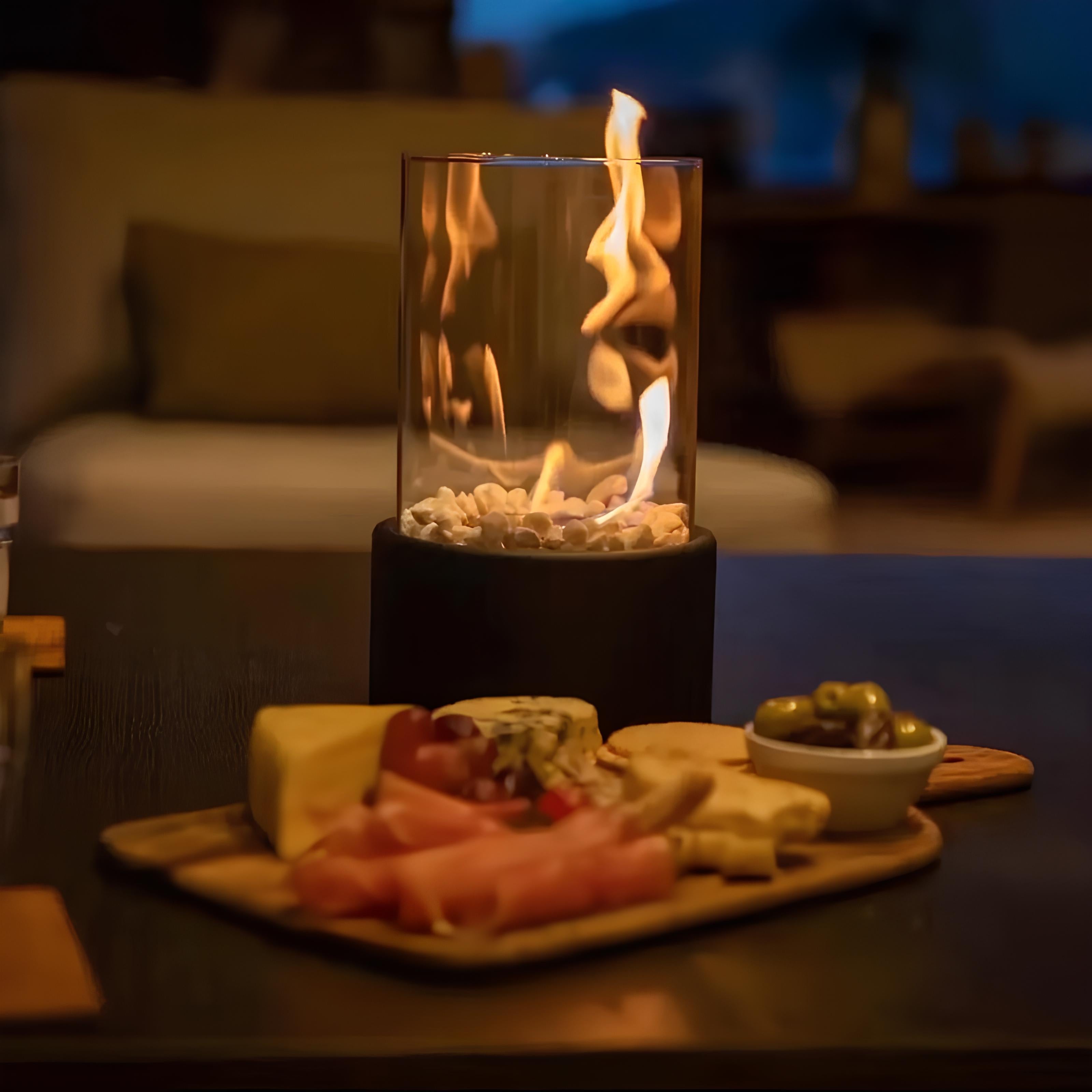 Lámpara de aceite de vidrio chimenea decorativa de mesa