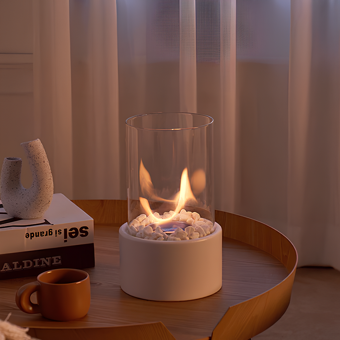 Lámpara de aceite de vidrio chimenea decorativa de mesa