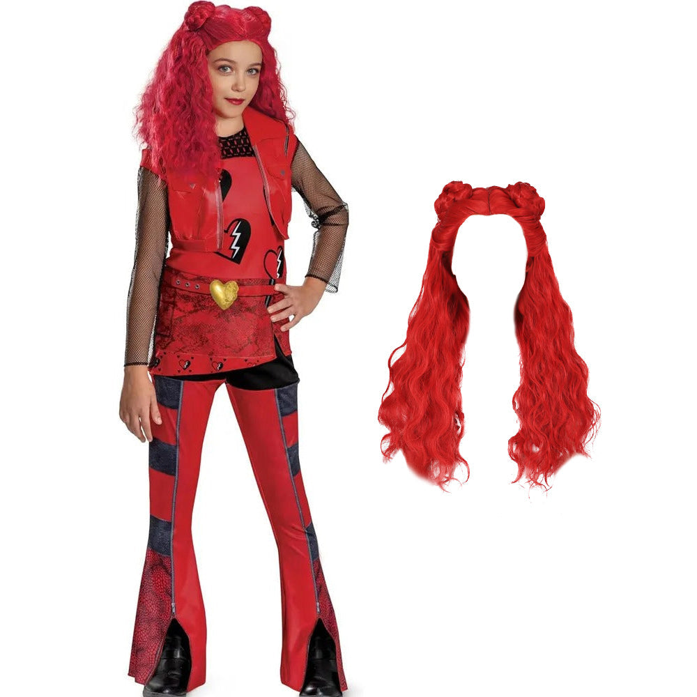 Disfraz de villana para niñas de Halloween con pantalones acampanados y manga larga