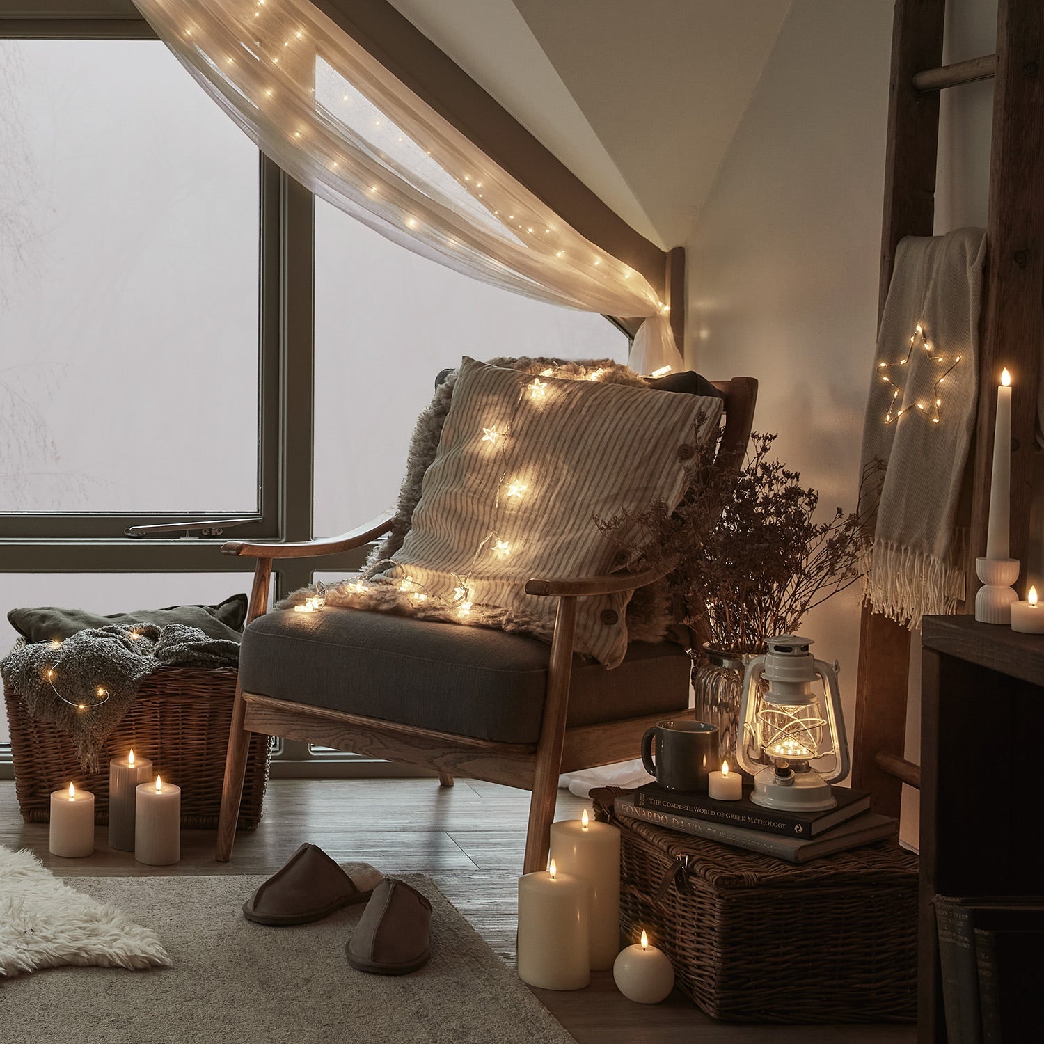 Luces de cadena con estrella LED para decoración navideña