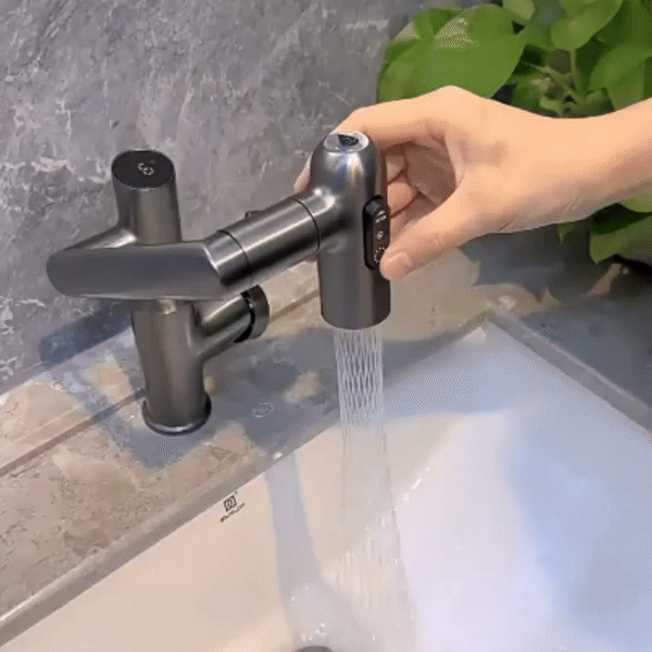 Bathroom Tap Black Modern Mixer with LED Display