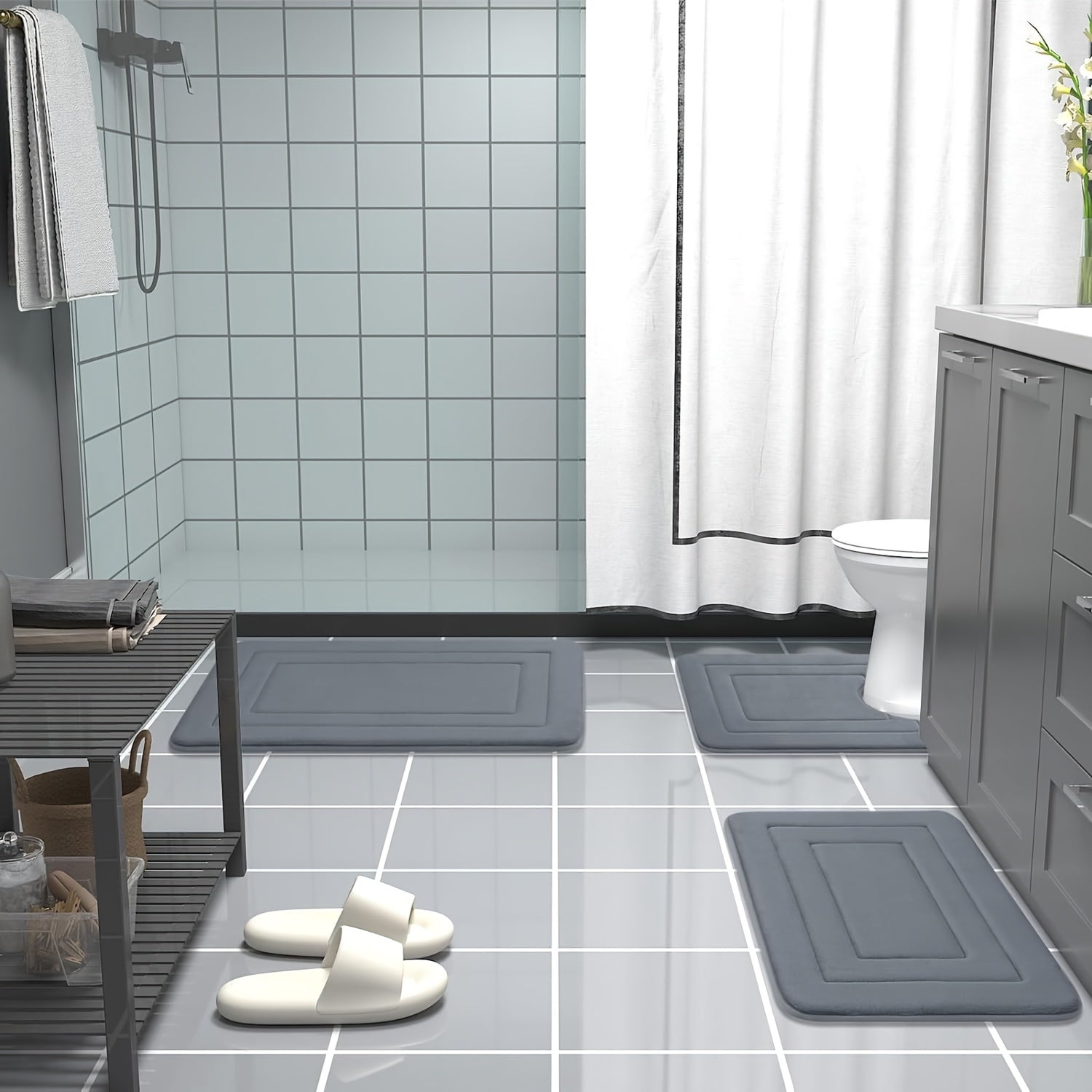 Alfombrilla de baño con acolchado de espuma viscoelástica para mayor comodidad