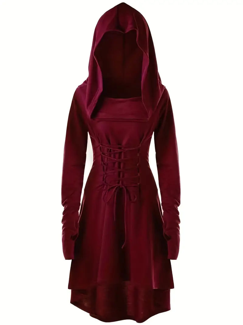 Corsé Gótico Vestido de Disfraz de Halloween de Manga Larga | Midi
