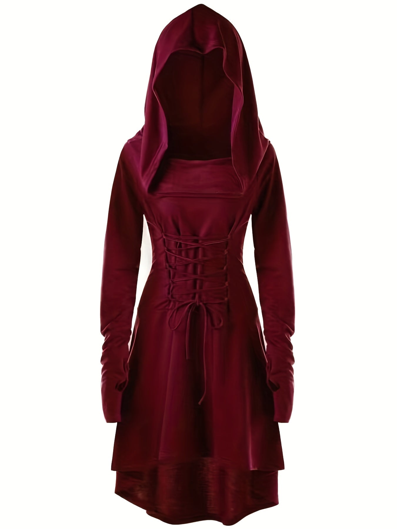 Damen Gothic Schnürung Halloween Film Kostüm Kleid | Kapuzen Langarm