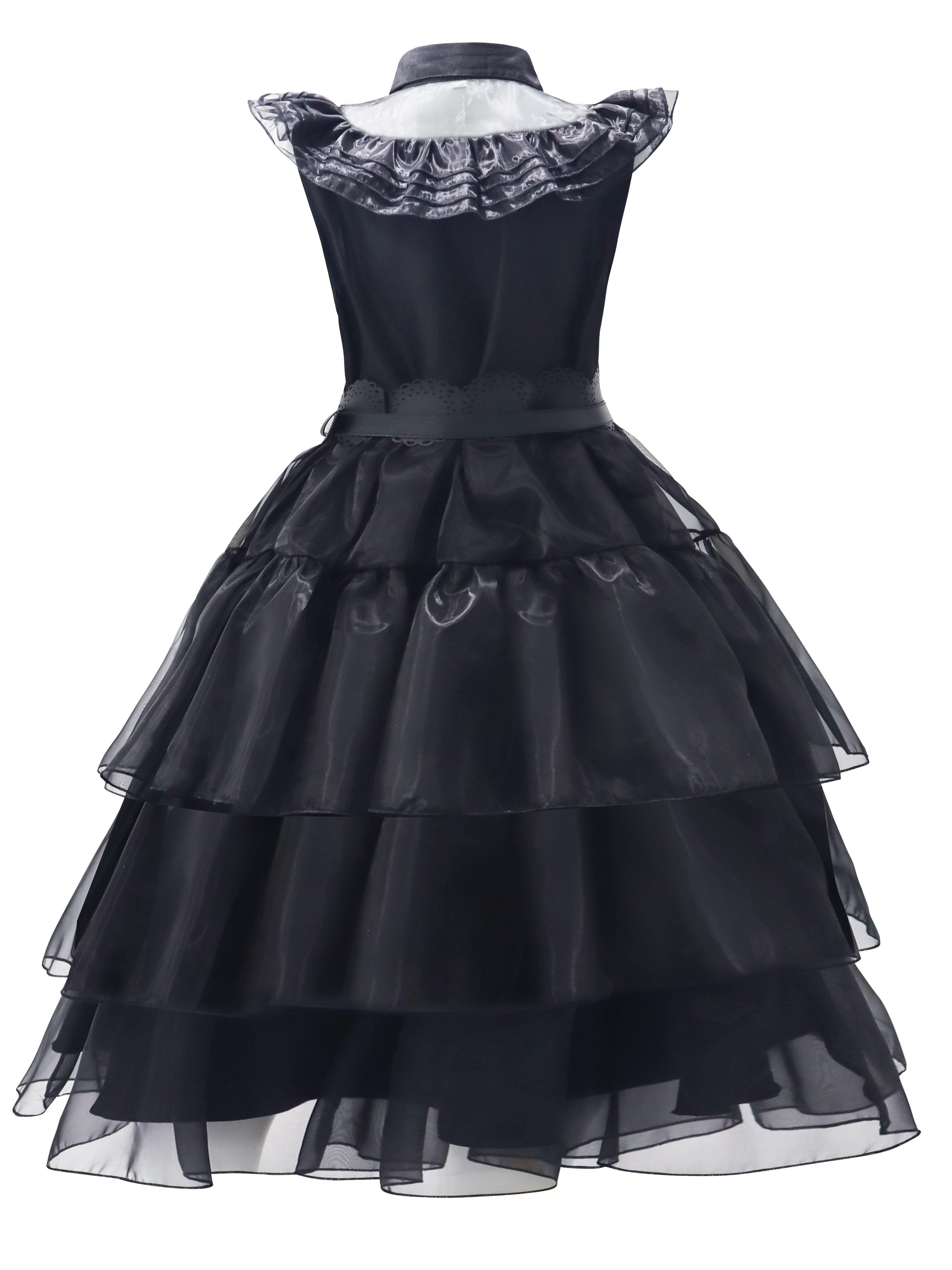 Women’s Gothic Ruffle Halloween Movie Costume Dress | Layered Midi Set