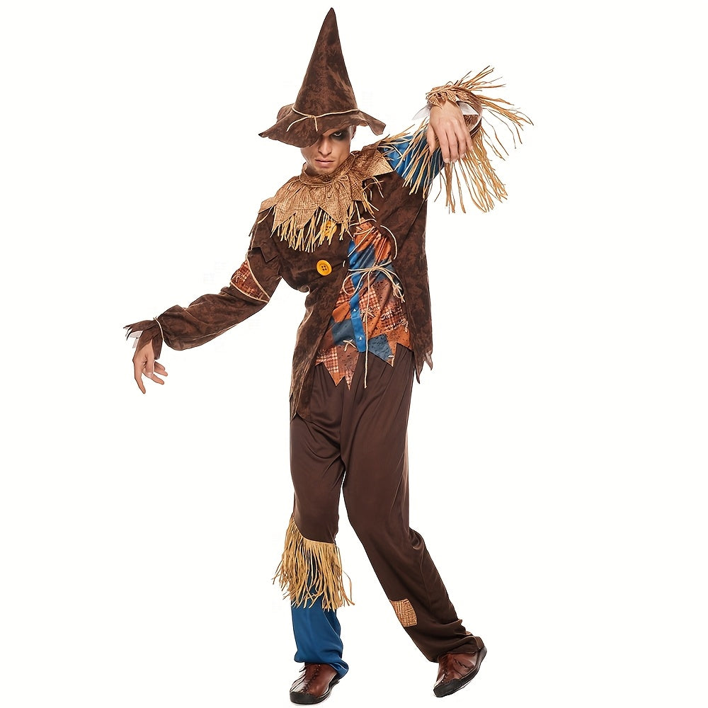 Disfraz clásico de espantapájaros de Halloween para hombre con mangas largas | Clásico