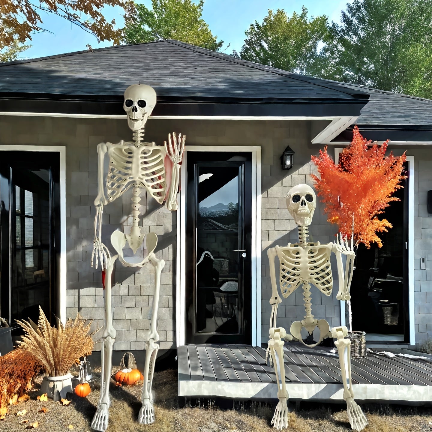 Decorazione Scheletro di Halloween Gigante da 12 Ft | Posabile per Esterni