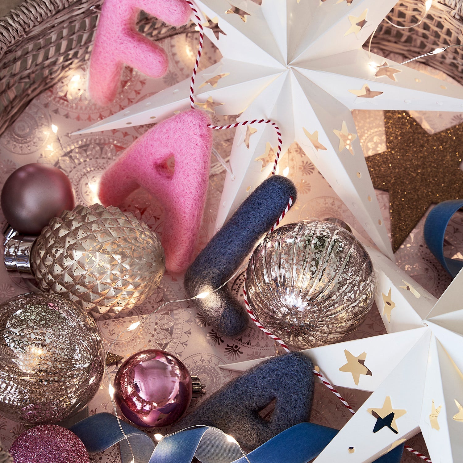 Set de luces de estrella de papel para decoraciones navideñas