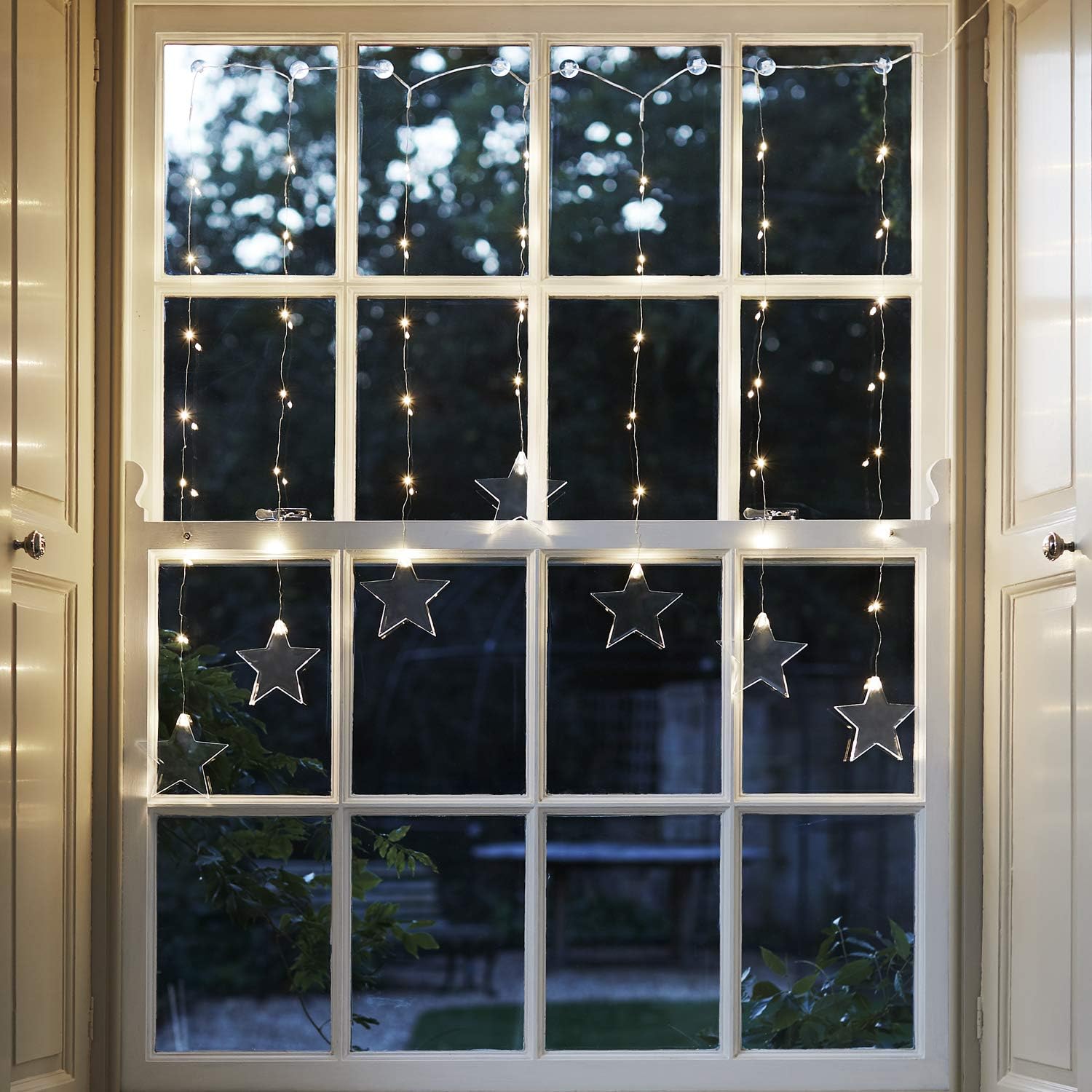 Luces de ventana con estrella para decoraciones navideñas