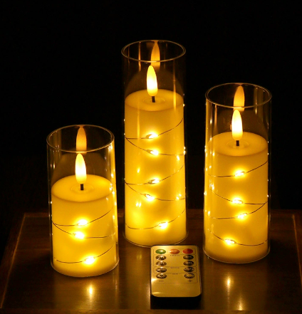 Ensemble de bougies avec flamme LED réaliste