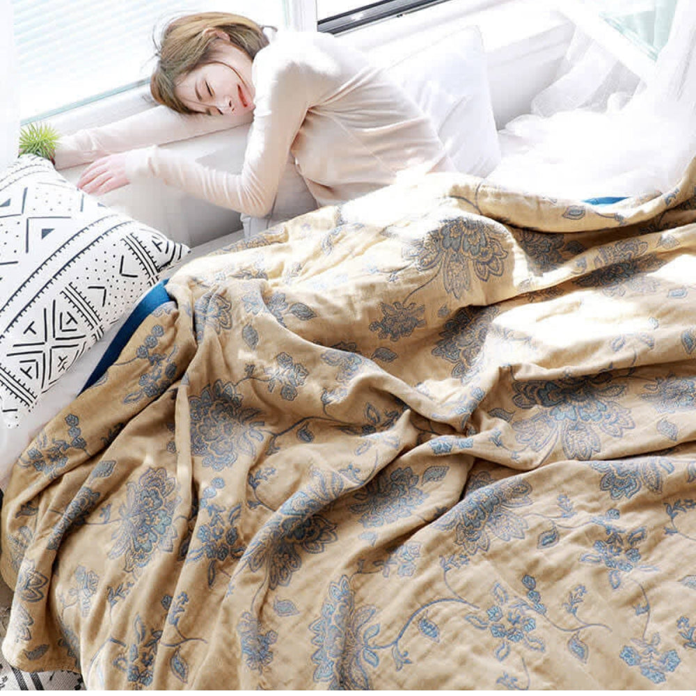 Coperta floreale di cotone leggera copriletto decorativo