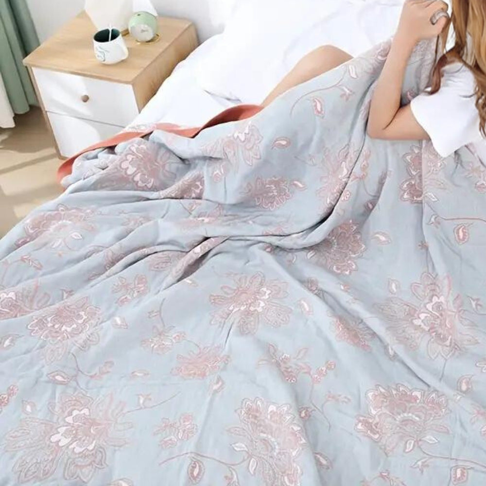 Coperta floreale di cotone leggera copriletto decorativo