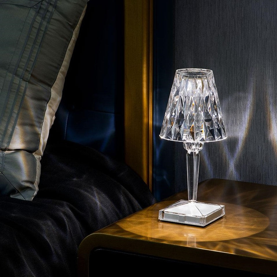 Lámpara de mesa LED con efecto cristal