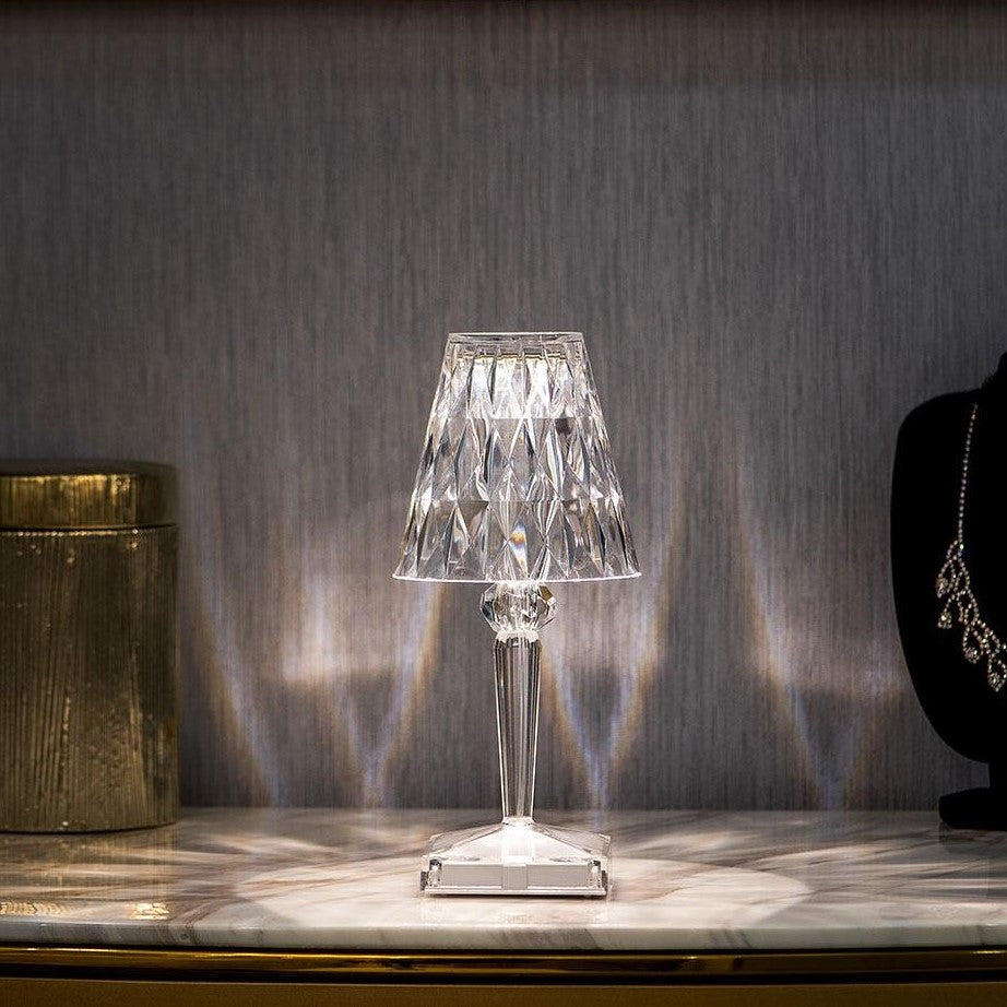 Lámpara de mesa LED con efecto cristal
