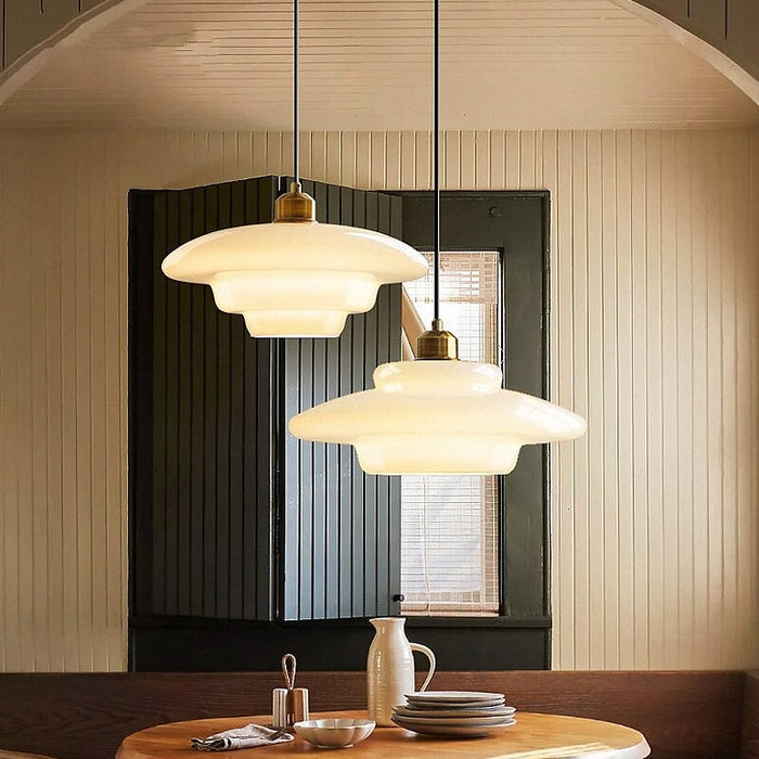 Pendant Light White Glass Mid Century Style