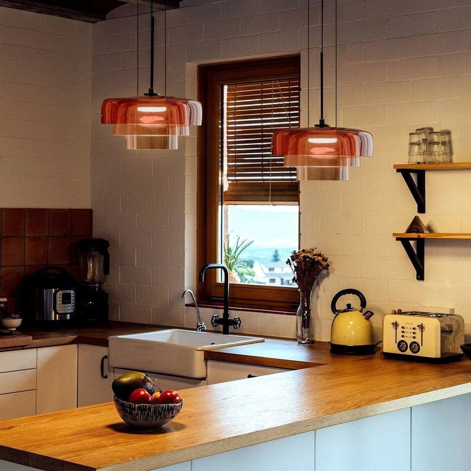 Lampada a sospensione in vetro per sala da pranzo