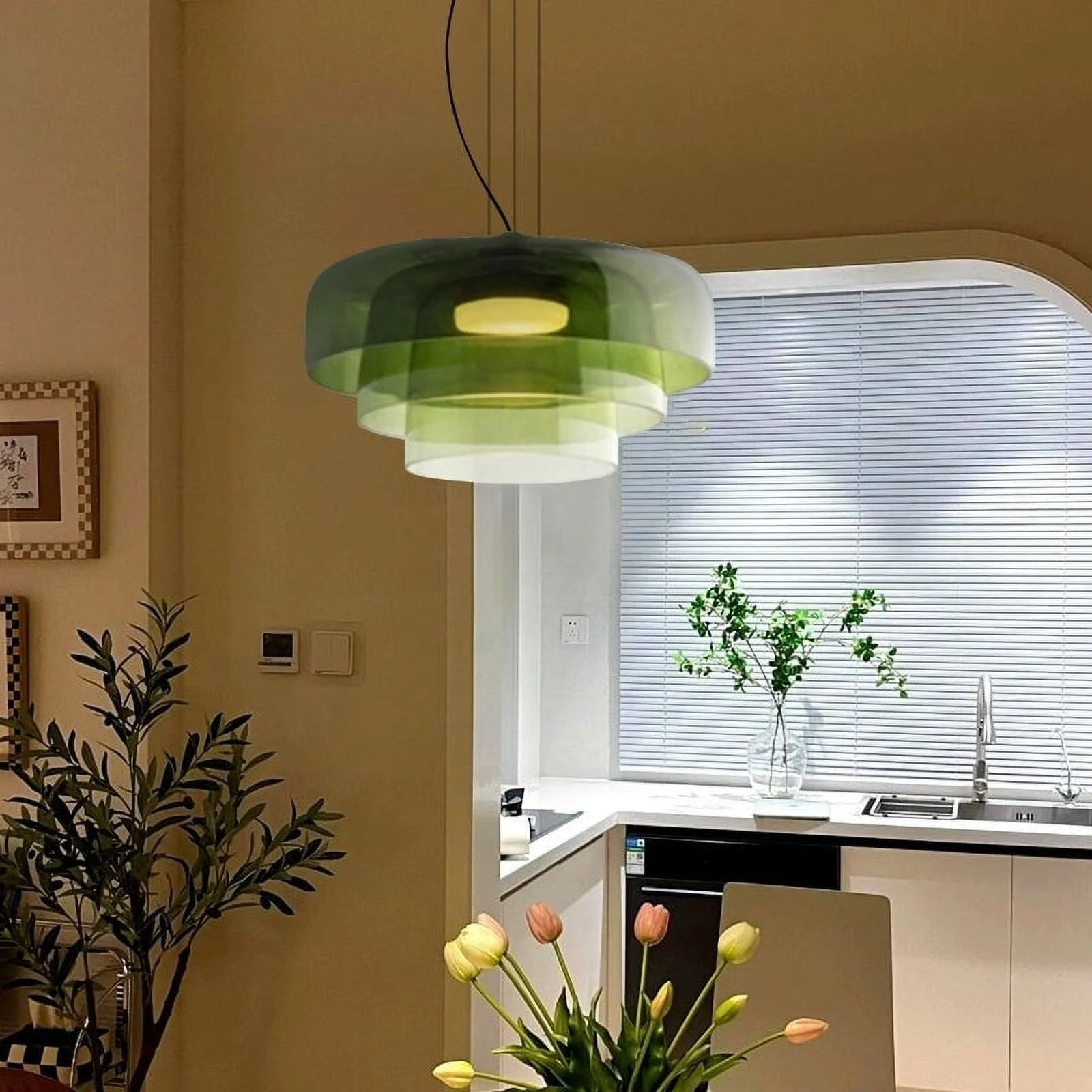 Lampada a sospensione in vetro per sala da pranzo