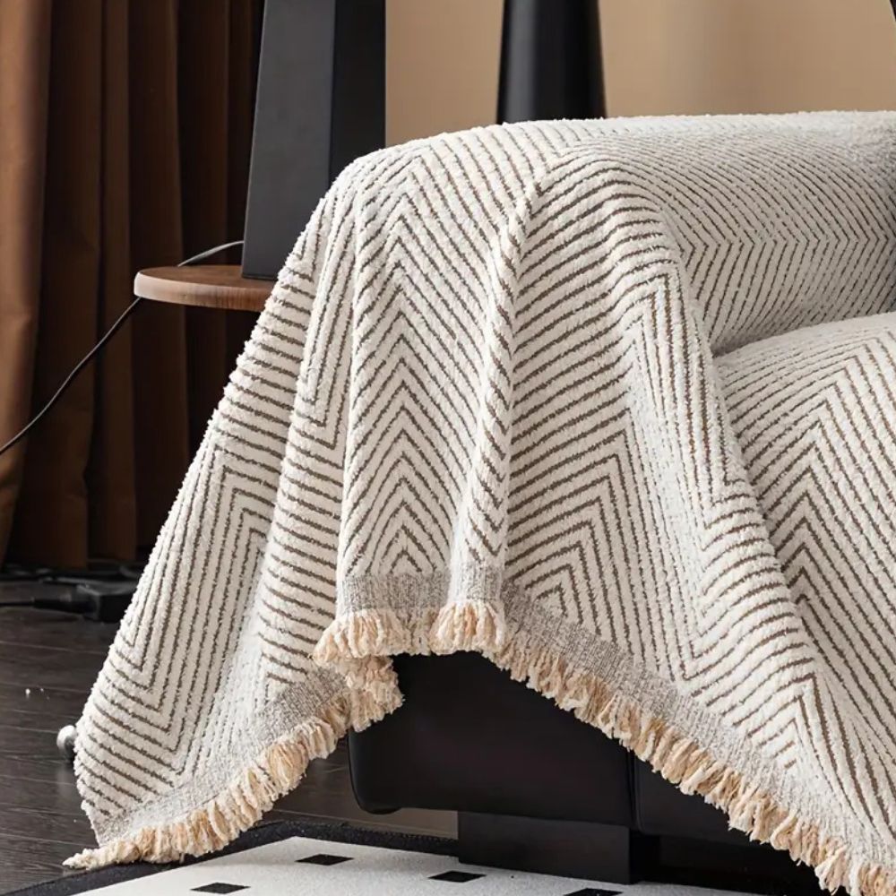 Housse de canapé motif chevrons design protecteur
