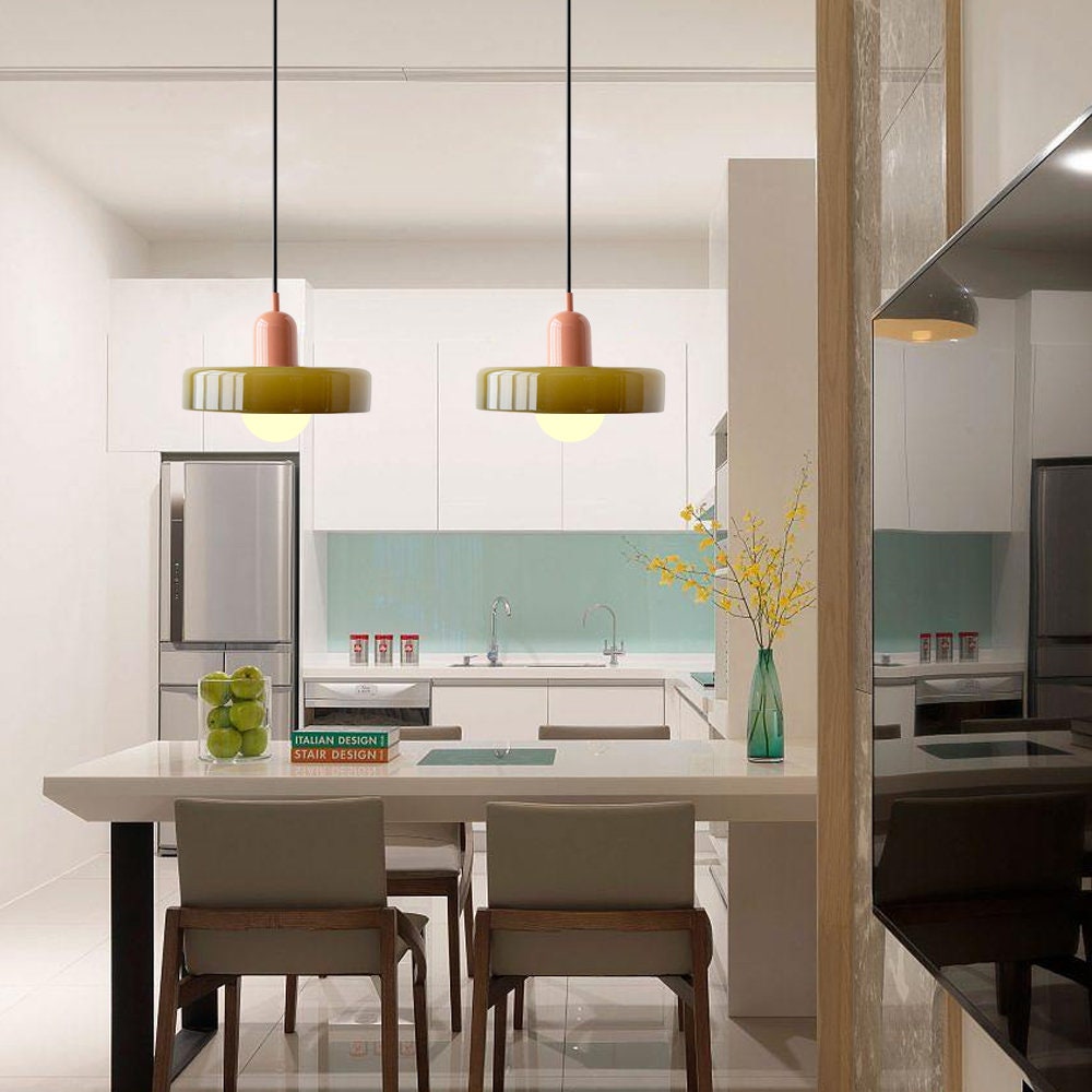 Lampada a sospensione in vetro colorato per case moderne