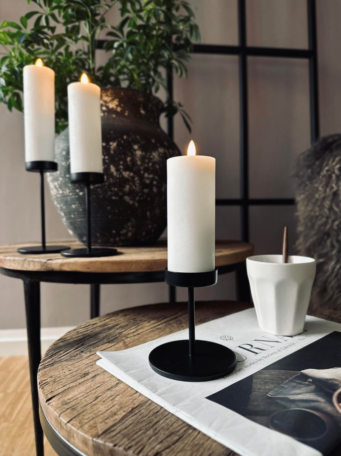 Candle Holders Minimalist Metal Pedestal Set