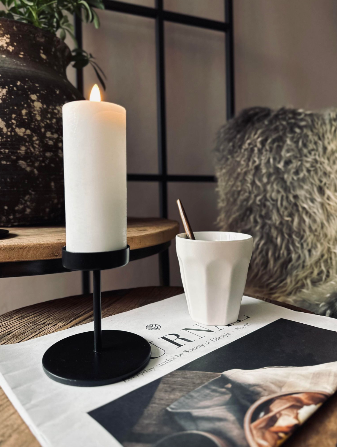 Candle Holders Minimalist Metal Pedestal Set