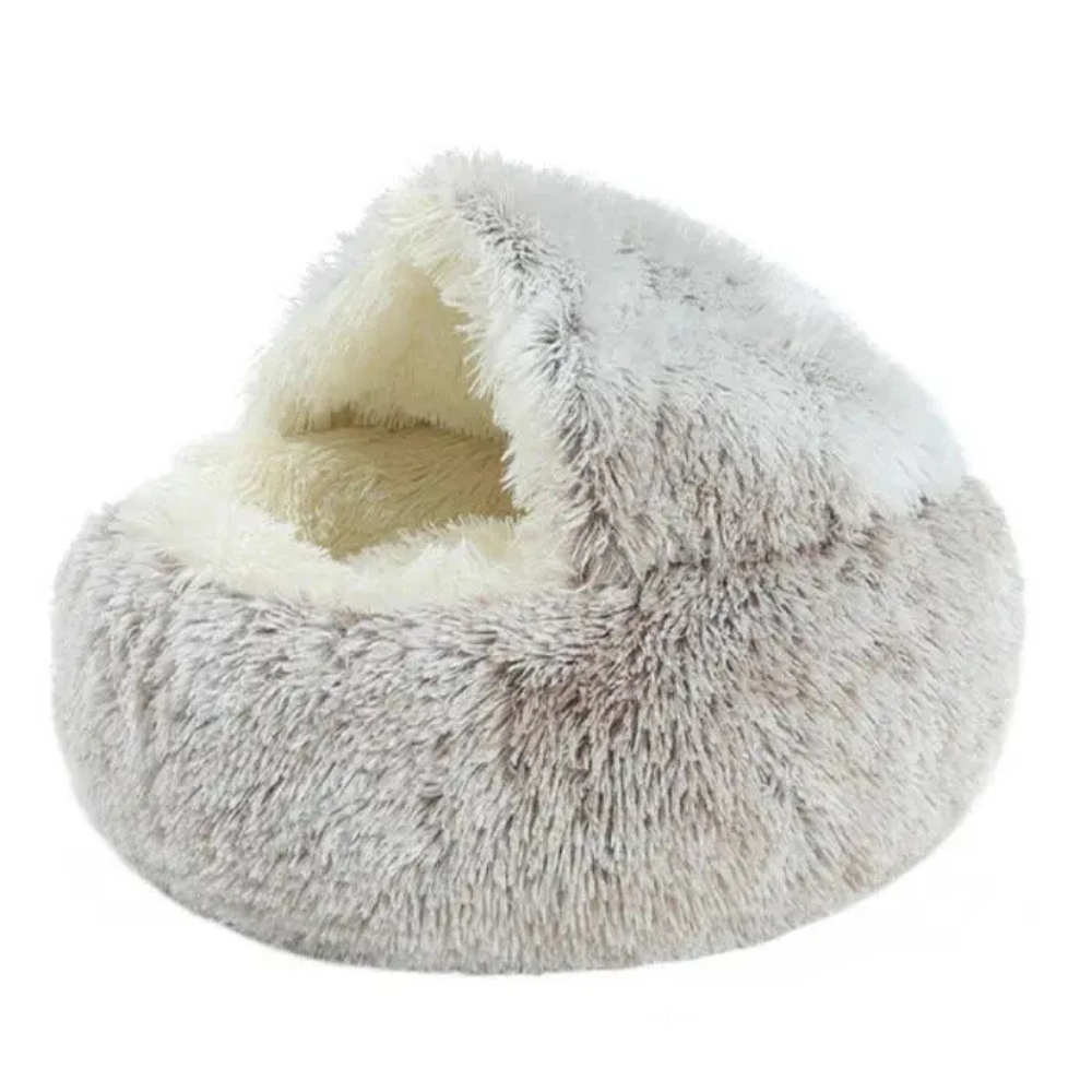 Lit pour chien doux en peluche, maison en forme de grotte