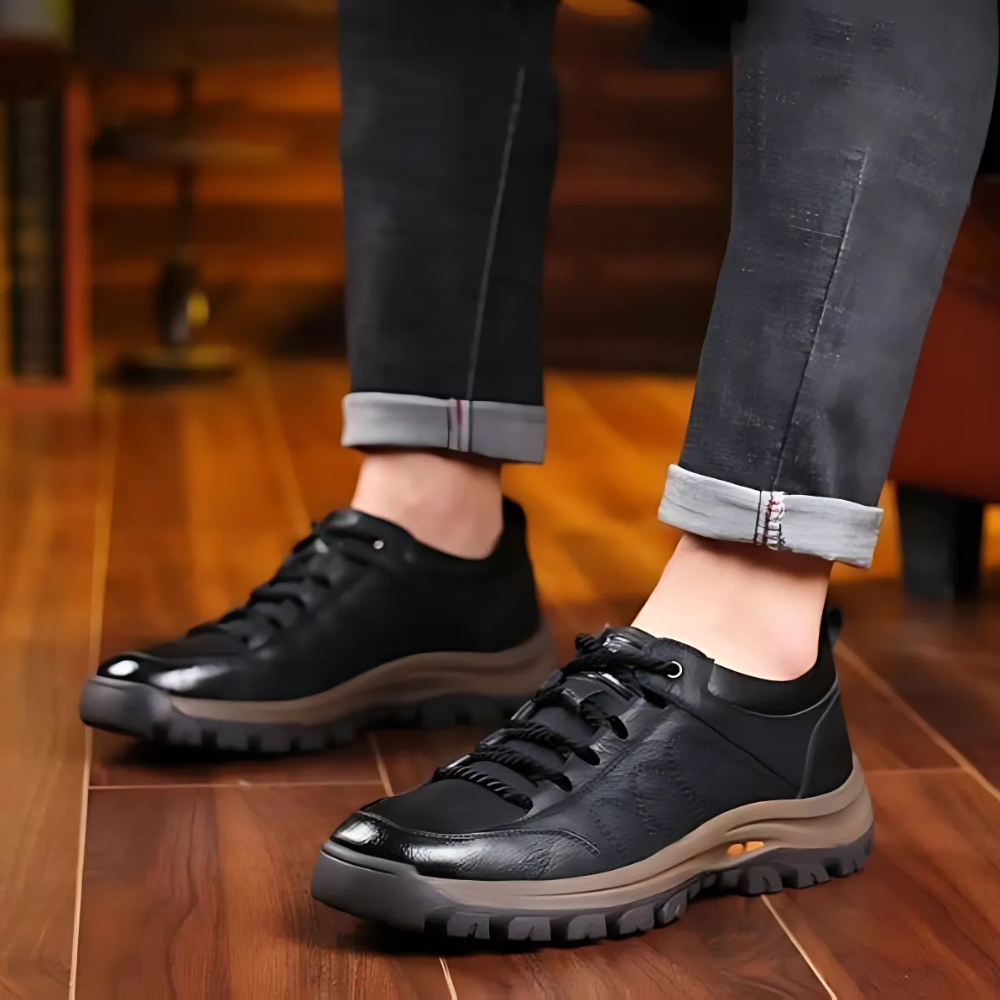 Scarpe da passeggio in pelle da uomo | Sneakers comode antiscivolo