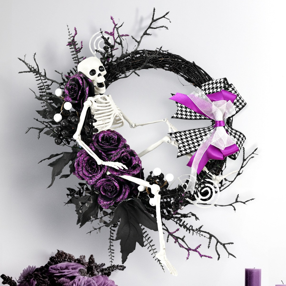 Halloween Gothic Floral Spiderweb Wreath | Spooky Door Decor