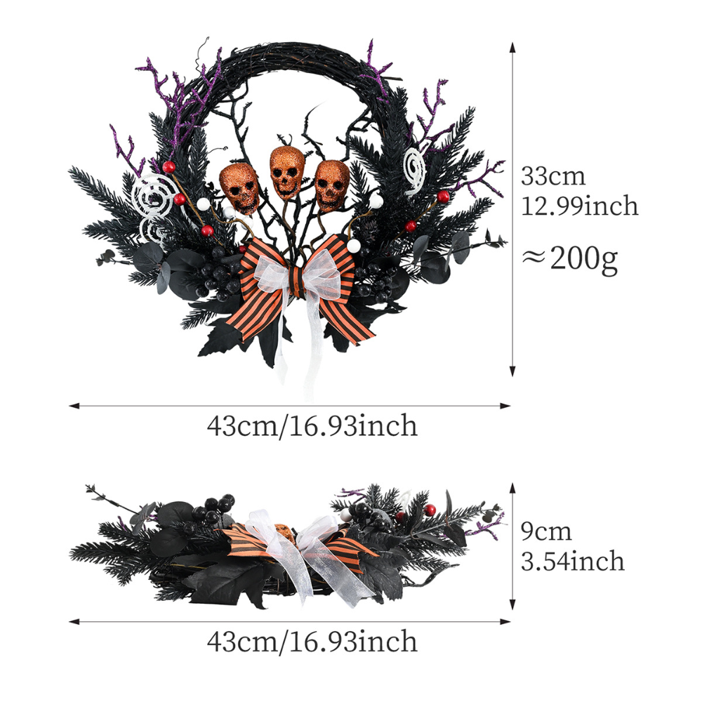 Halloween Gothic Floral Spiderweb Wreath | Spooky Door Decor