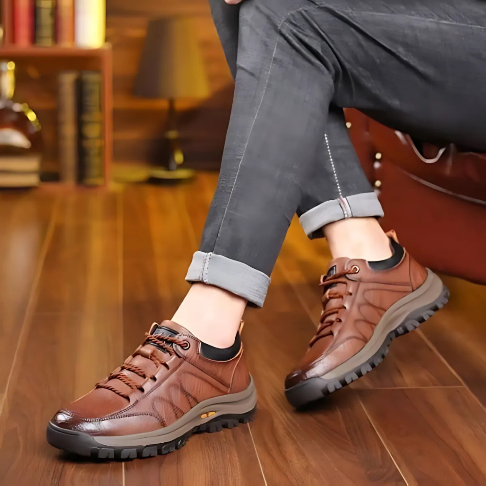 Scarpe da passeggio in pelle da uomo | Sneakers comode antiscivolo