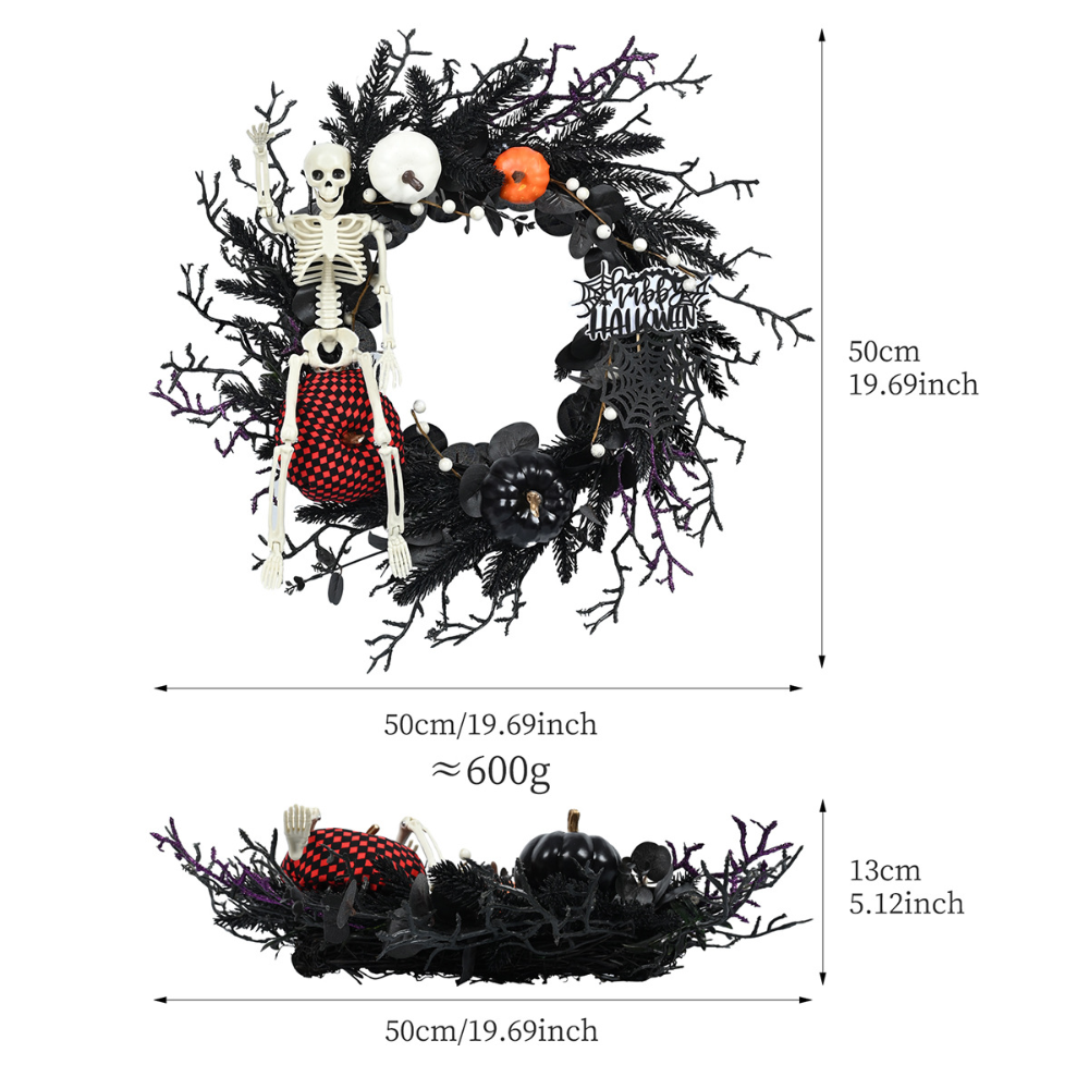 Halloween Gothic Floral Spiderweb Wreath | Spooky Door Decor