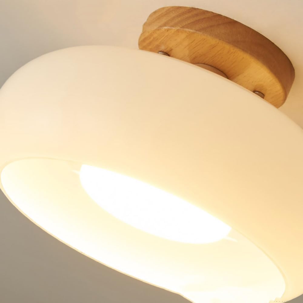 Lampade da soffitto moderne in vetro e legno a plafone